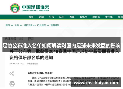 足协公布准入名单如何解读对国内足球未来发展的影响