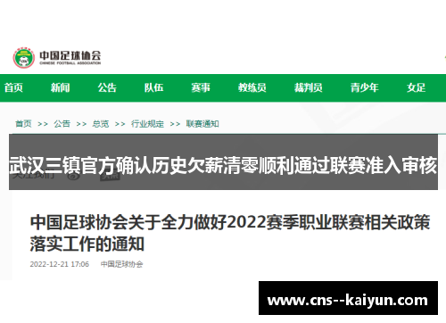 武汉三镇官方确认历史欠薪清零顺利通过联赛准入审核